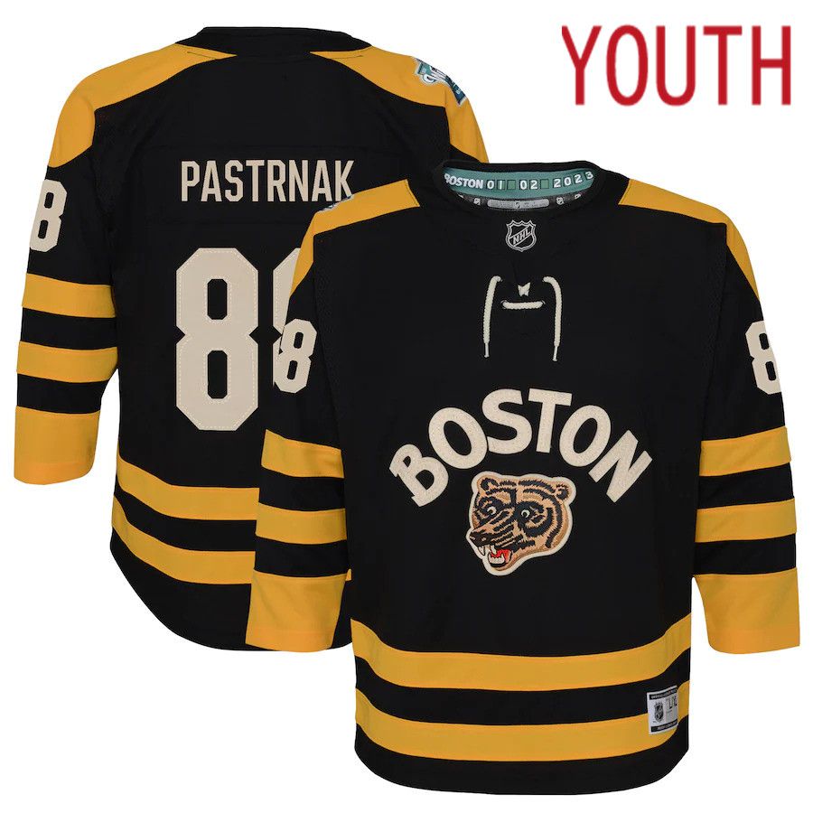 Youth Boston Bruins #88 David Pastrnak Black 2023 Winter Classic Premier Player NHL Jersey